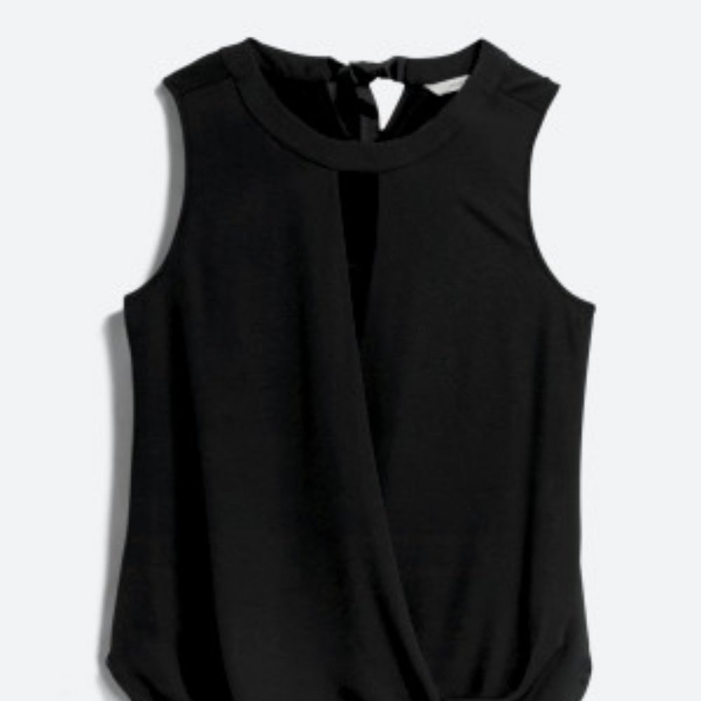 41 Hawthorn Clearwater Mixed Material Surplice Blouse - S - Black